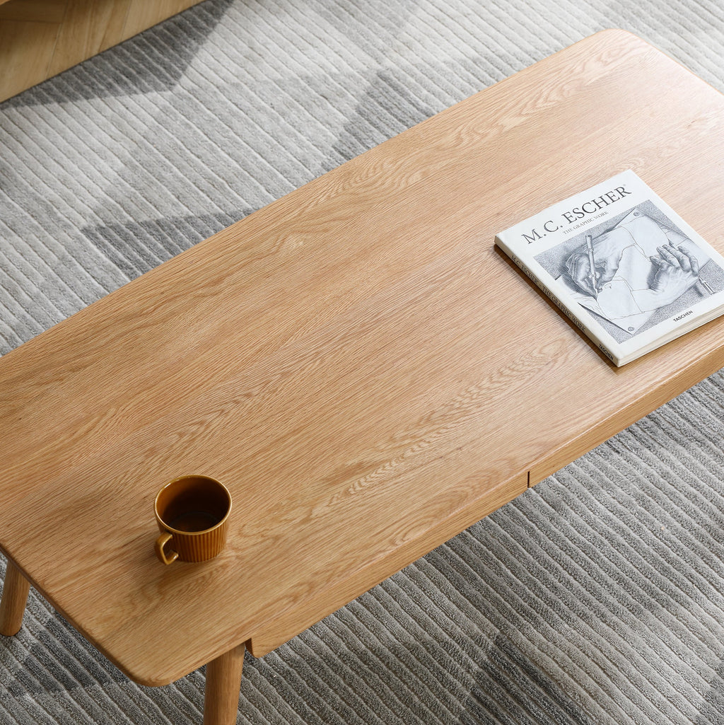 Center table Low Table 100% solid wood Top plate Desk Coffee table Width 120 x Depth 56 x Height 45 cm Study desk Work from home Easy to assemble Natural wood with storage shelf Natural writing desk