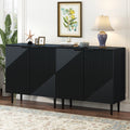 Mirod Set of 2 Modern Minimalist Side Cabinets,Versatile Storage Solution,Adjustable Shelves,Stylish Geometric Door Design,Perfect as TV Stand
