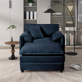 Oversized 57.48' Recliner Chair with Movable Ottoman - Soft Chenille Upholstered Indoor Lounge Chair for Living Room or Bedroom,DIY Combination,Blue