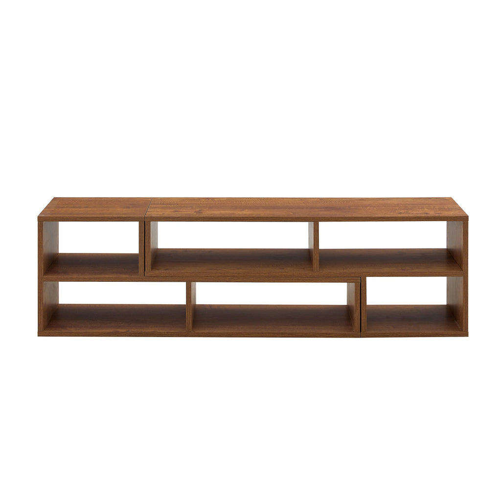 Modern 2-Piece Cube TV Stand with Open Storage, L-Shaped Design, Walnut MDF, 47.2' x 12' x 13.4'