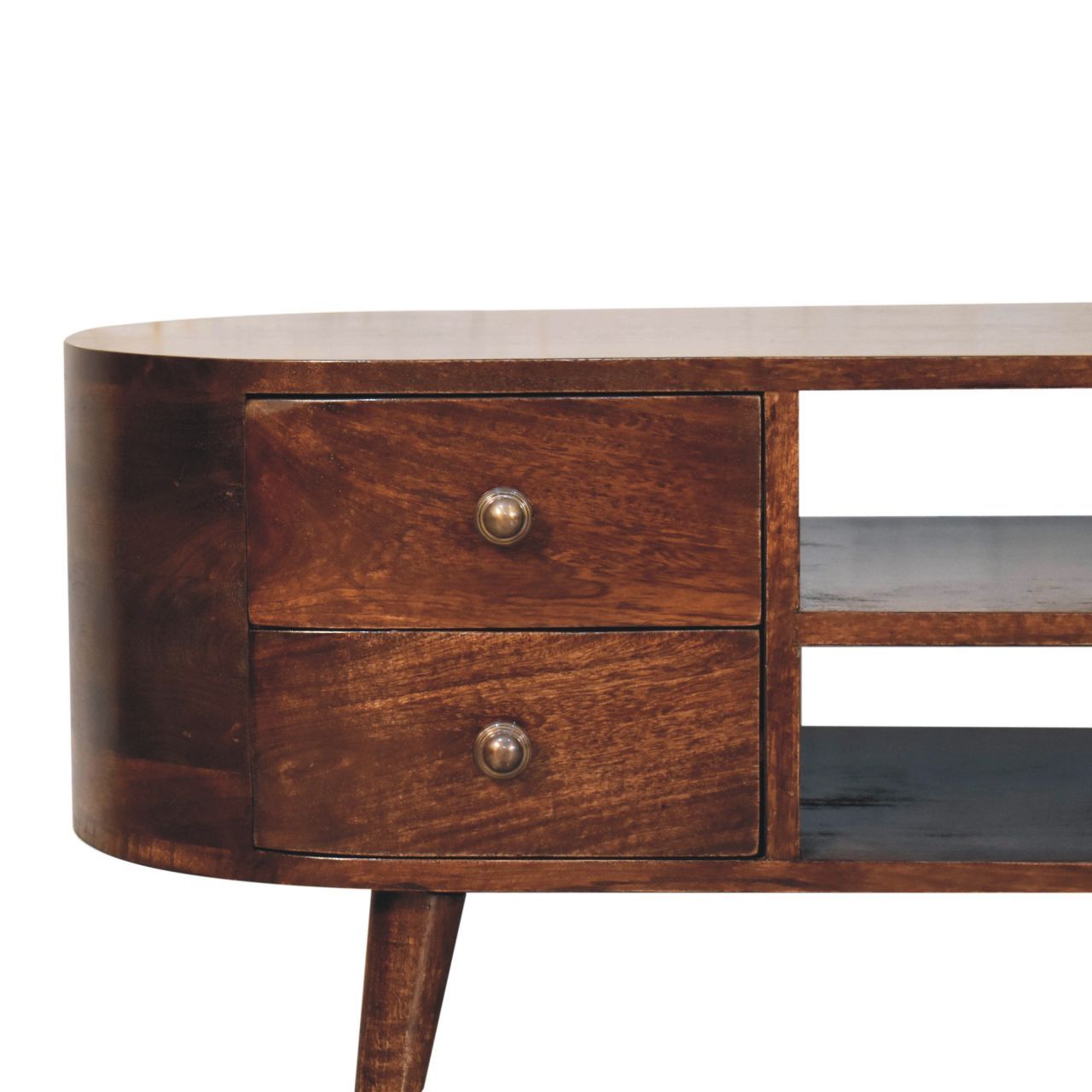 Solid Wood California Walnut Rounded Entertainment Unit