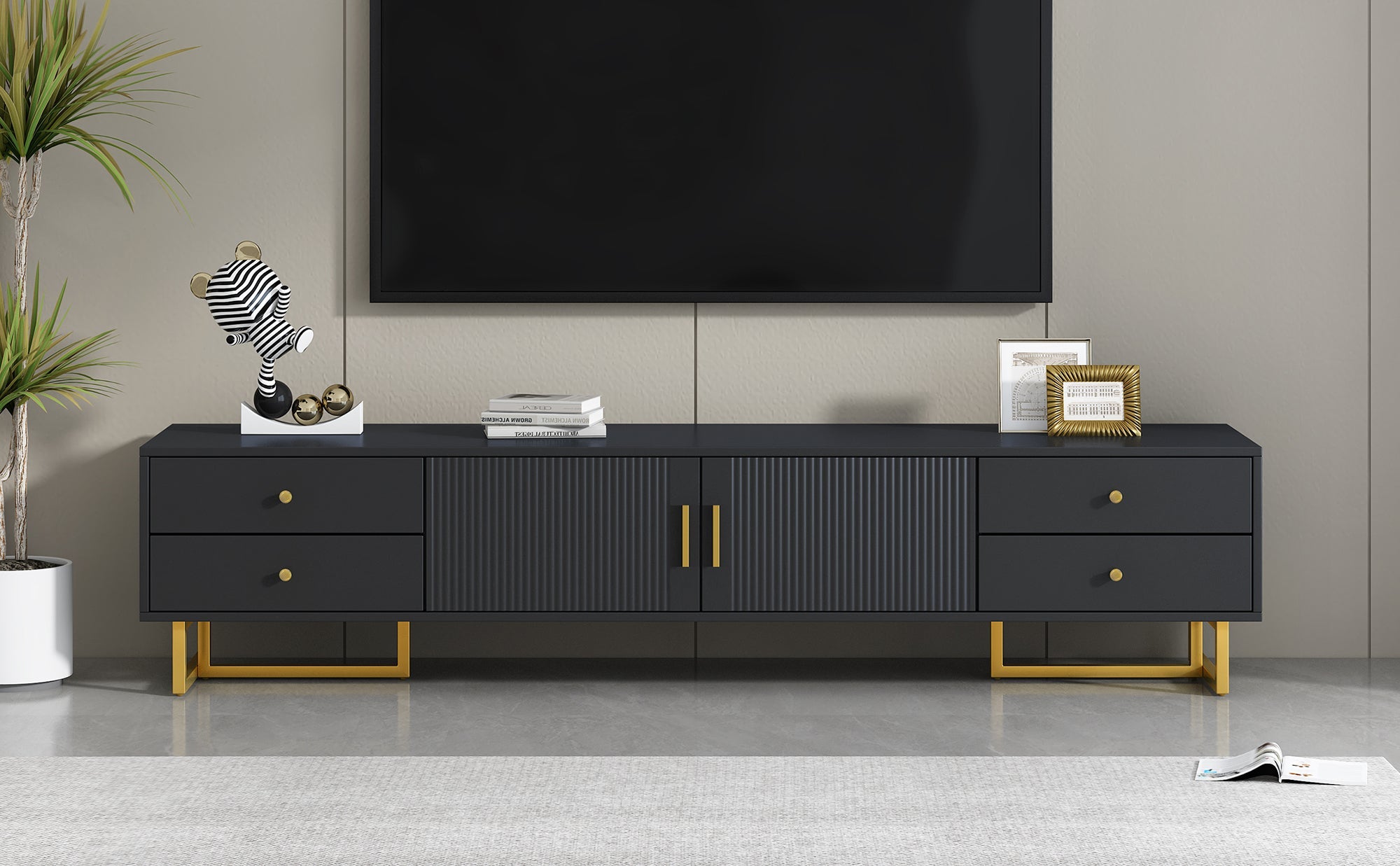 U-Can TV Stand for 65+ Inch TV, Entertainment Center TV Media Console Table, Modern TV Stand with Storage, TV Console Cabinet Furniture for Living Room(OLD SKU: WF530740AAB)