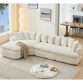 127''  Large Sectional Sofa ,Elegant Curved Design ,High-Resilience Foam ,Ten Back Cushions,L-Shape Left Sofa,No Assembly  Required , (Beige-Soft Corduroy Fabric)