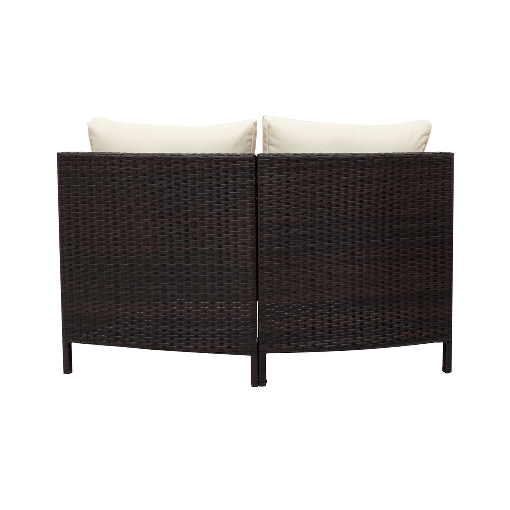 Premium 5-Piece All-Weather Half-Moon Outdoor Rattan Wicker Patio Sectional Sofa Furniture Set With Tempered Glass Table (SAK32615)