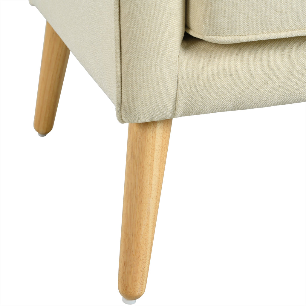 Mid-Century Modern Armchair - Tufted Fabric Accent Chair with Solid Wood Legs for Living Room, Bedroom & Office - Comfortable Polyester Upholstery - Classic Button-Tufted Back & Tapered Design