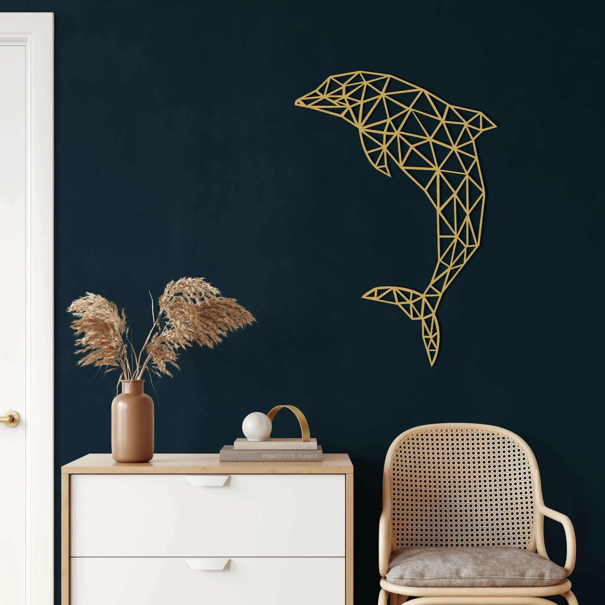 Geometric Dolphin Metal Wall Art