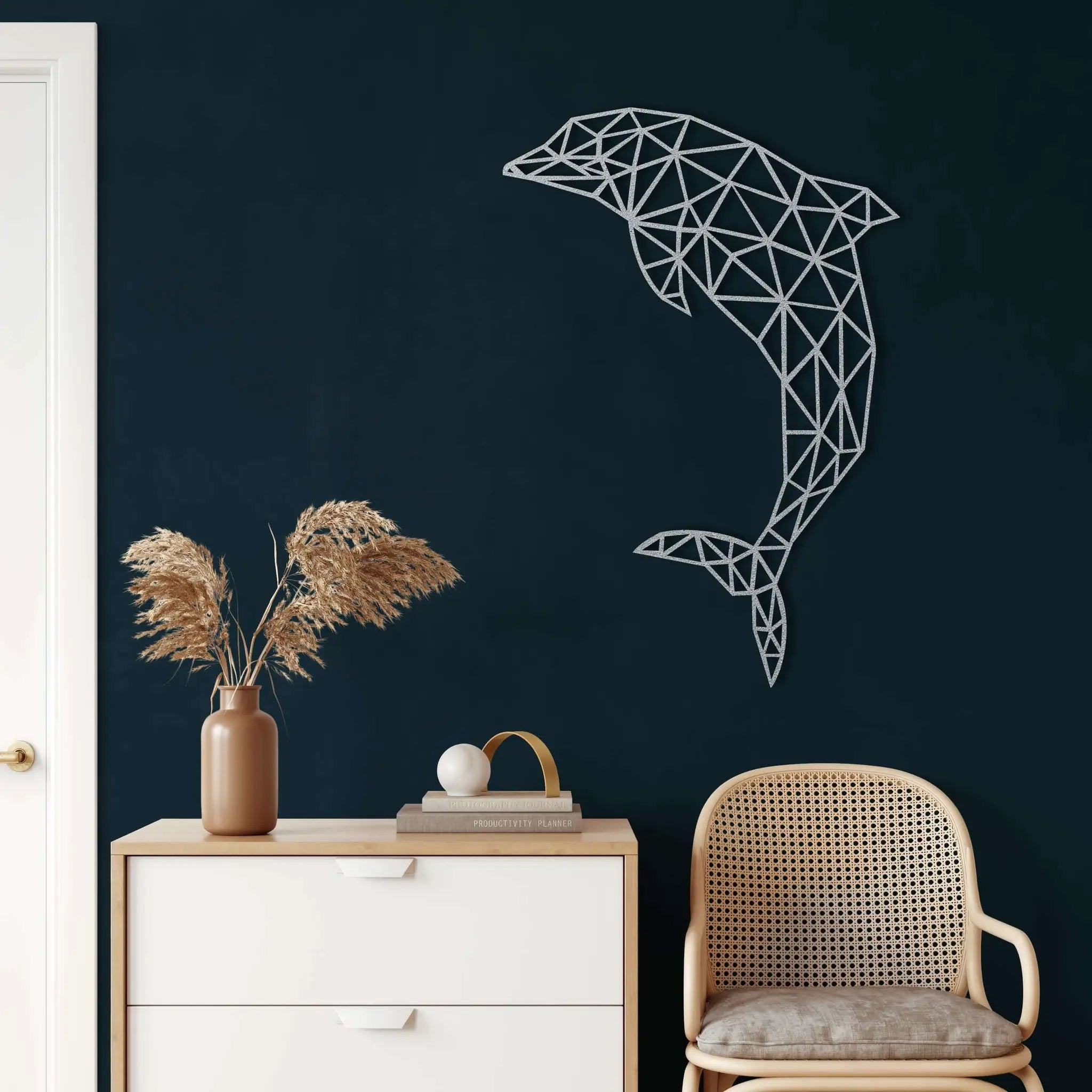 Geometric Dolphin Metal Wall Art