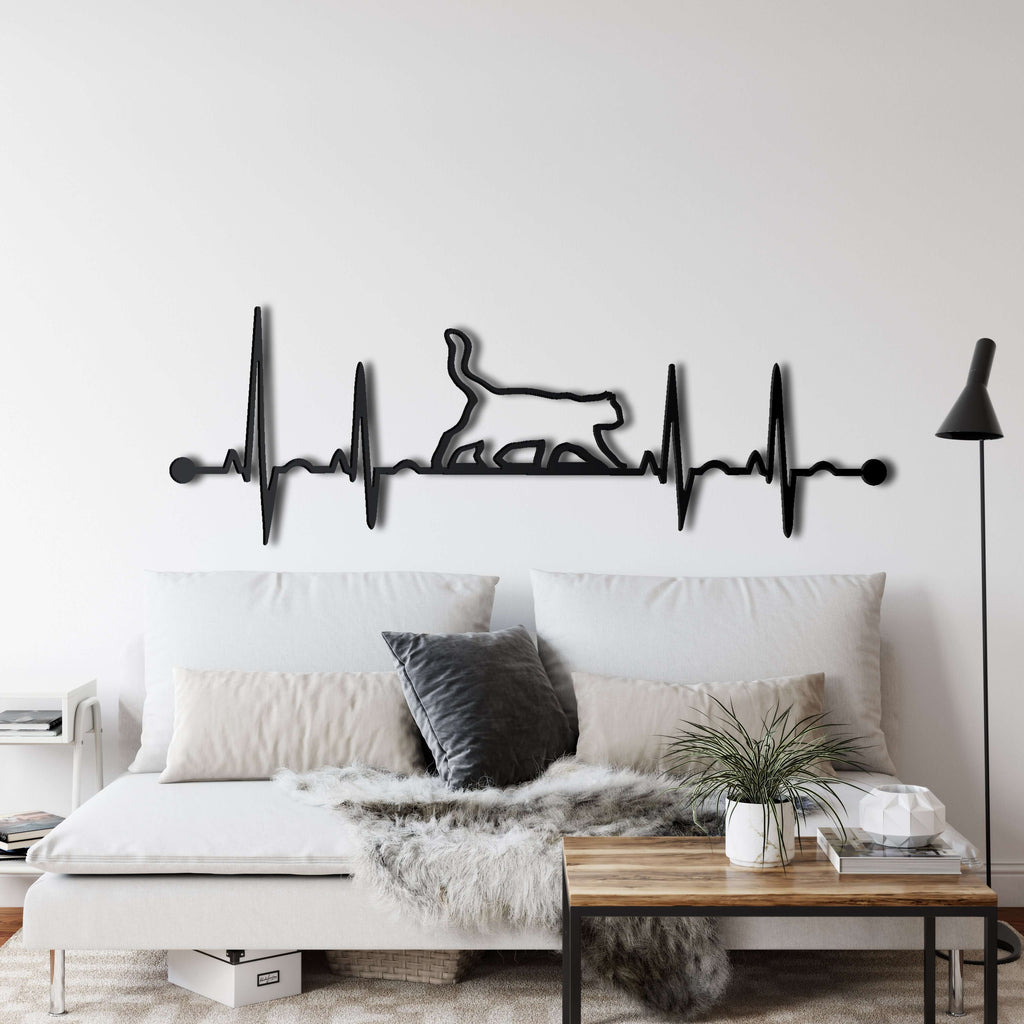 Ekg Cat Metal Wall Art