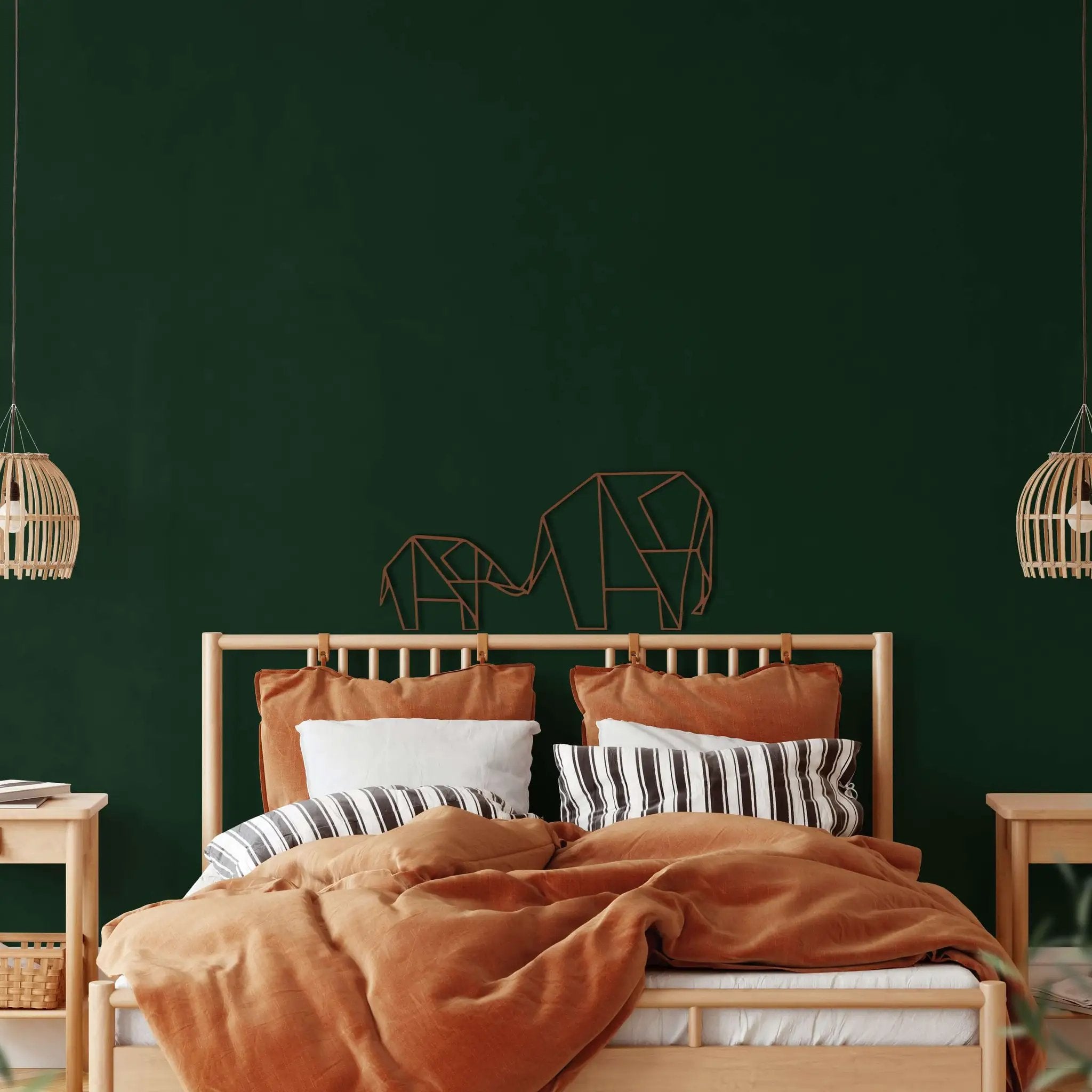 Geometric Elephant Family Metal Wall Art