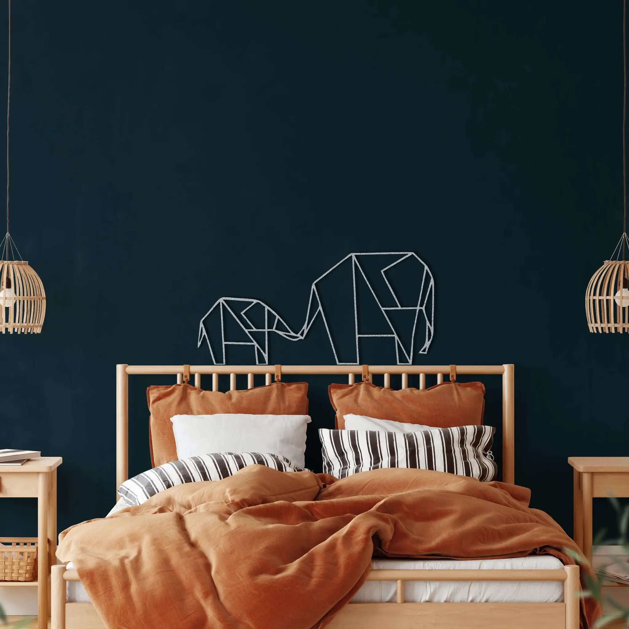 Geometric Elephant Family Metal Wall Art