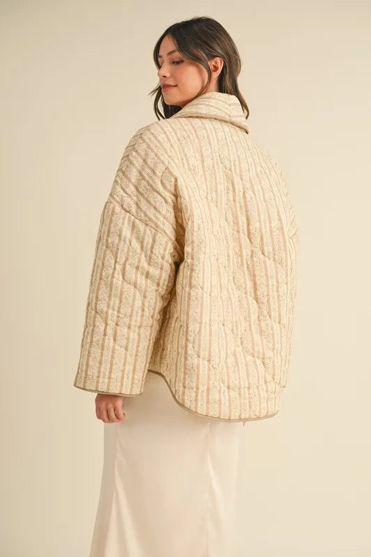 MABLE Floral Printed Quilted Open Jacket