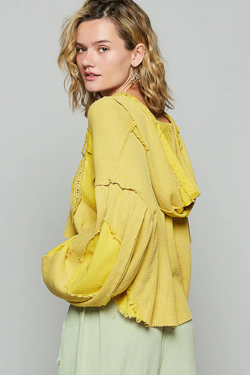 POL Raw Hem Cropped Hooded Jacket