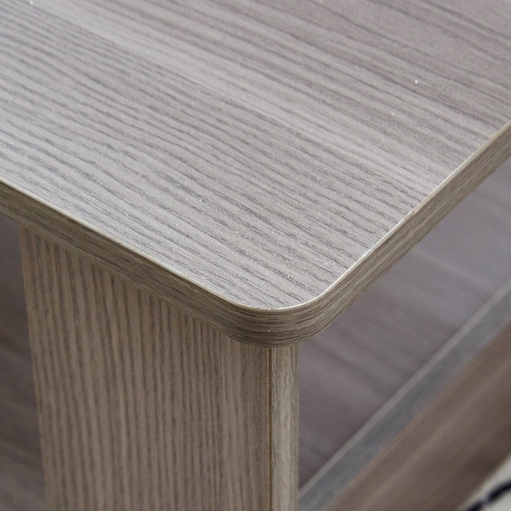 Modern minimalist gray wood grain double layered rectangular coffee table,tea table.MDF material is more durable,Suitable for living room, bedroom, and study room.19.6"*35.4"*16.5" CT-16