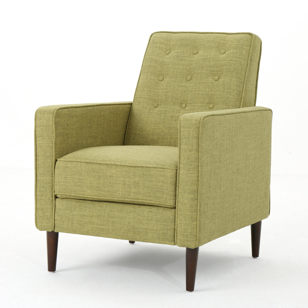 Macedonia Mid-Century Modern Button Tufted Fabric Recliner