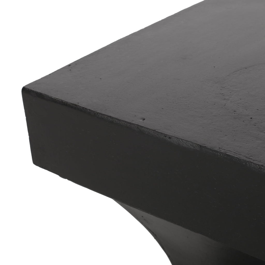 Modern ATHENA Side Table with Pedestal Design in Black Magnesium Oxide, 17.25 x 17.25 x 21.50 inches