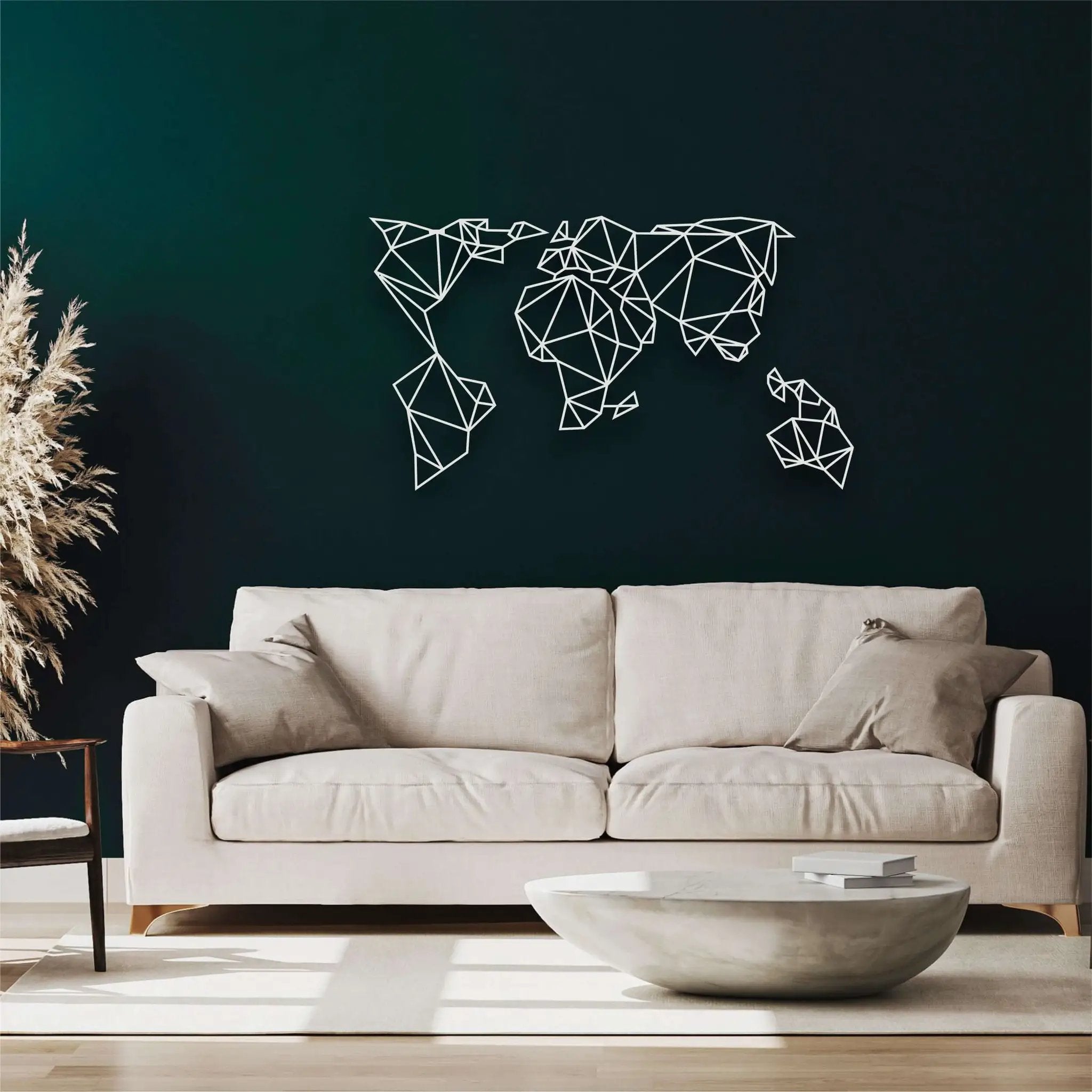 Geometric World Map Metal Wall Art