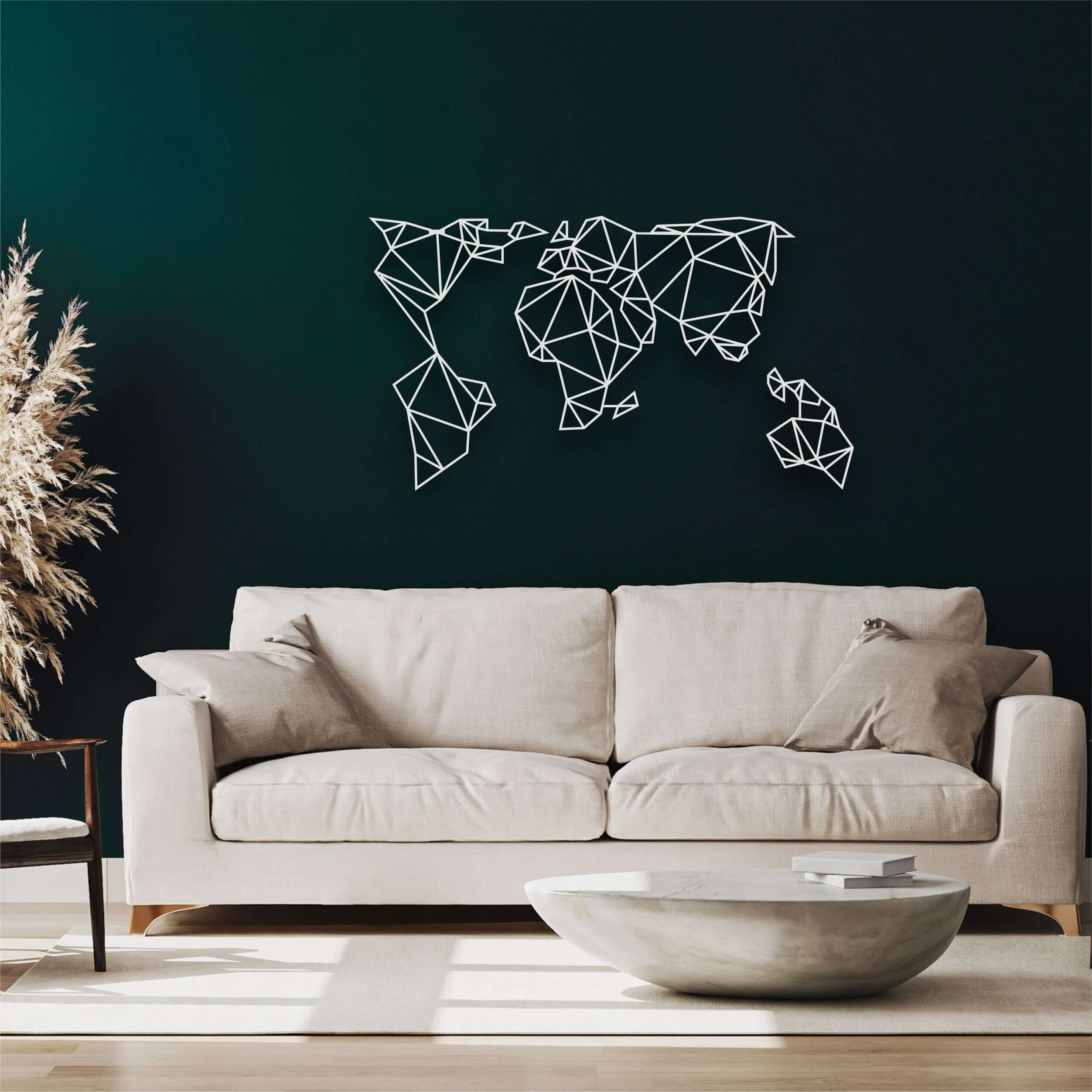 Geometric World Map Metal Wall Art