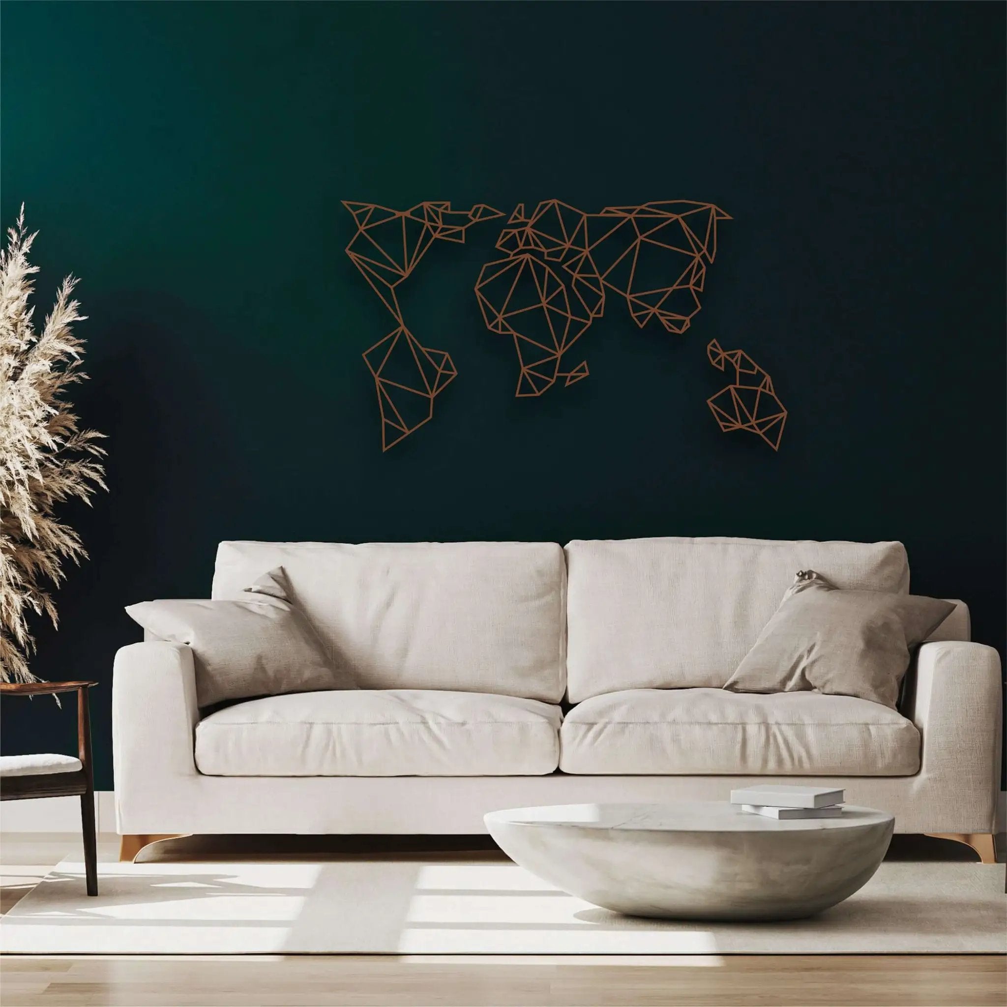 Geometric World Map Metal Wall Art