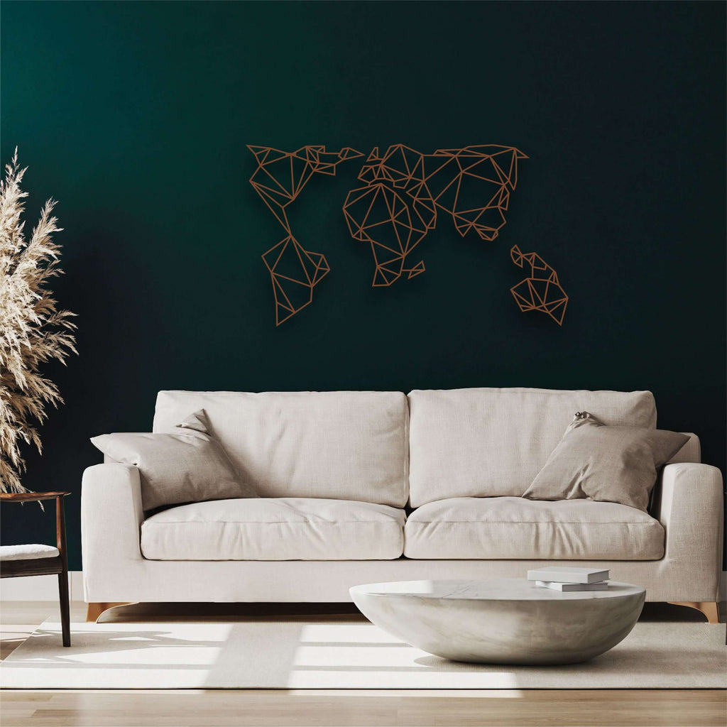 Geometric World Map Metal Wall Art