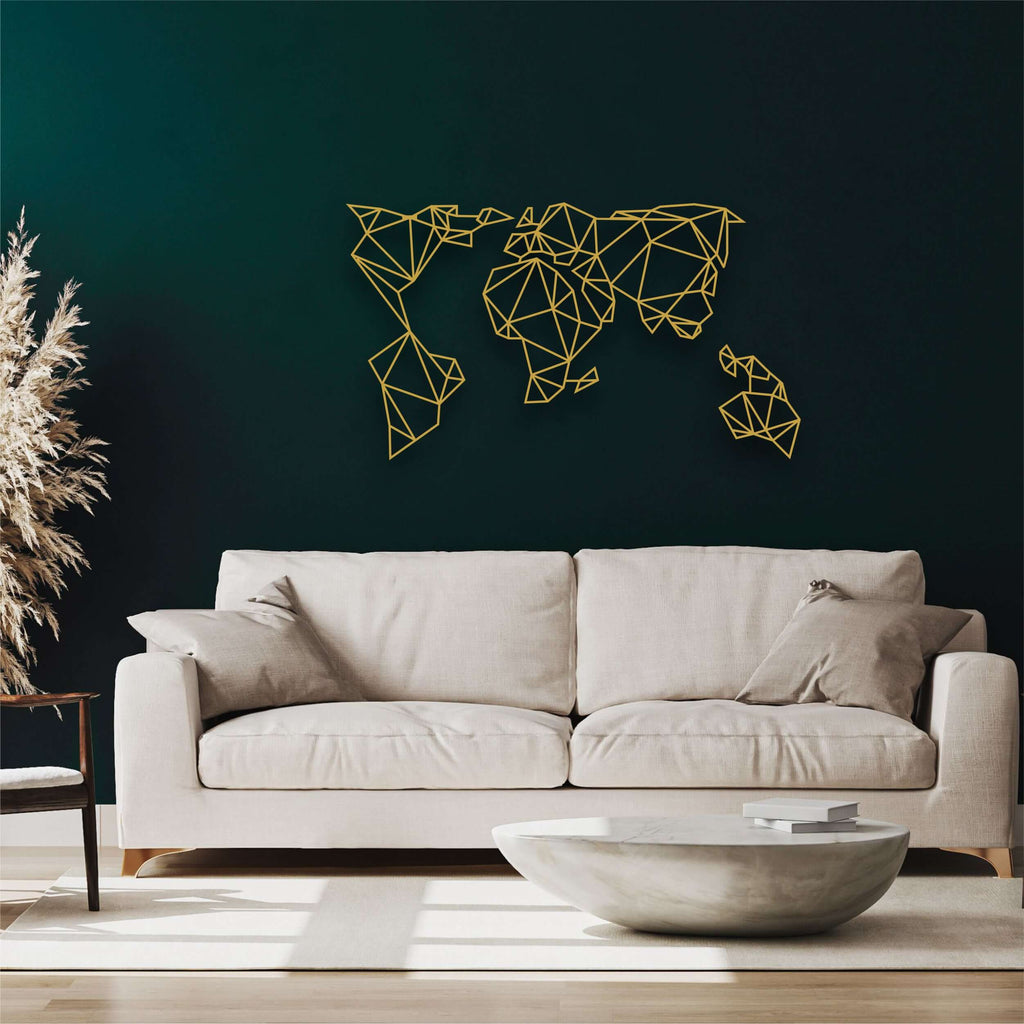 Geometric World Map Metal Wall Art