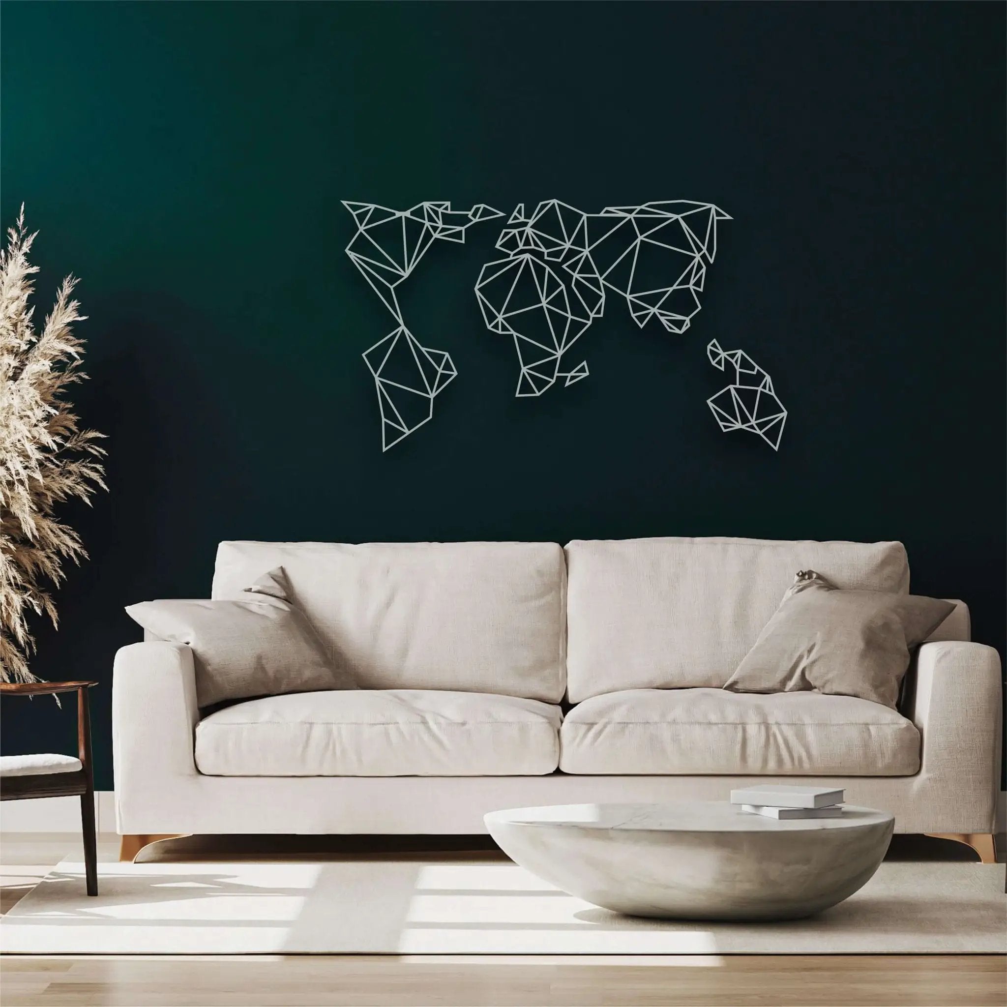 Geometric World Map Metal Wall Art