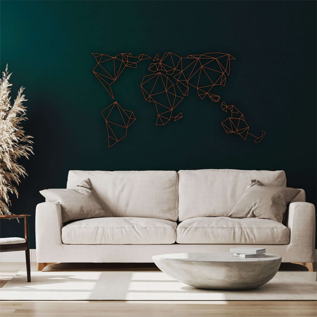 Geometric World Map 5 Piece Metal Wall Art