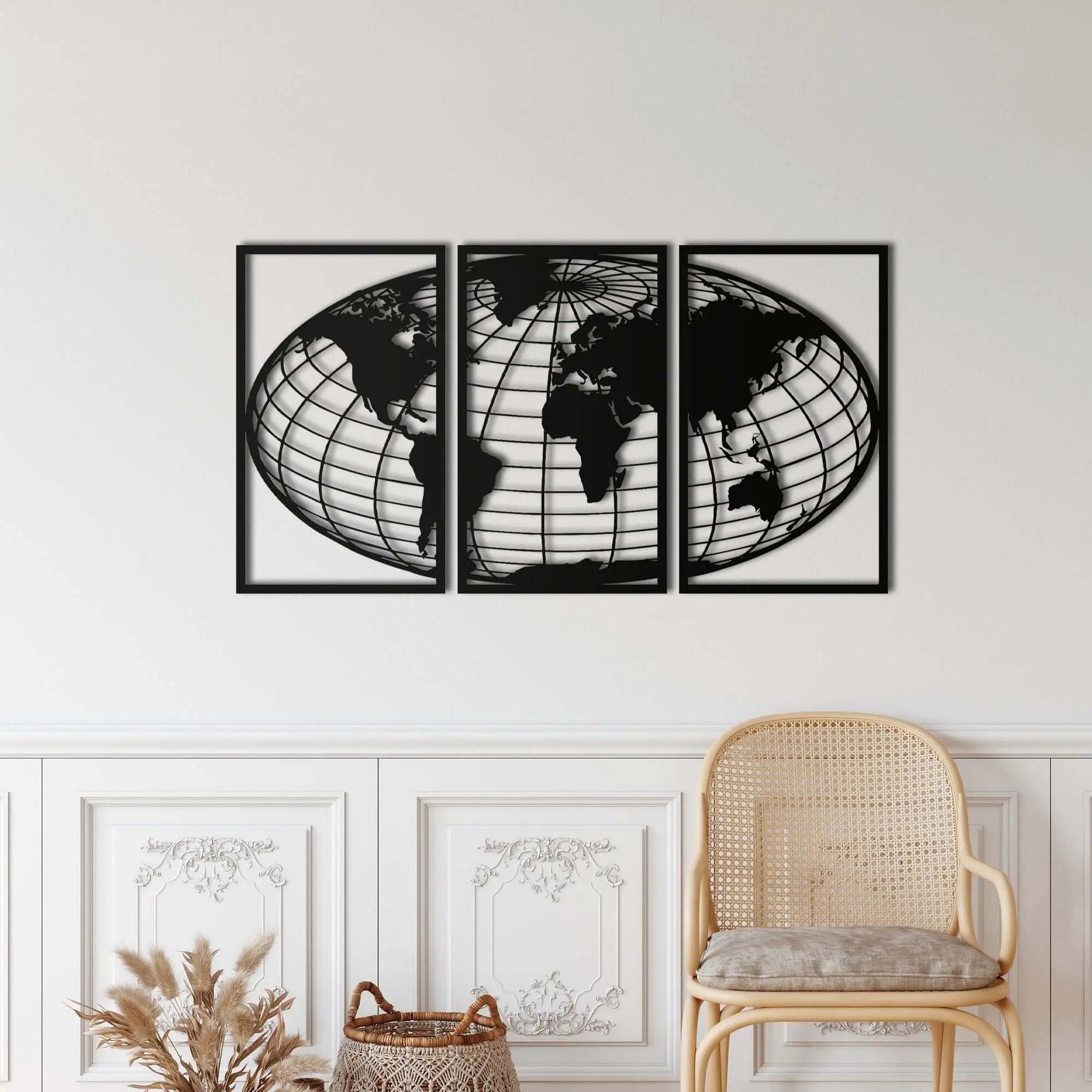 World Map Globe Metal Wall Art