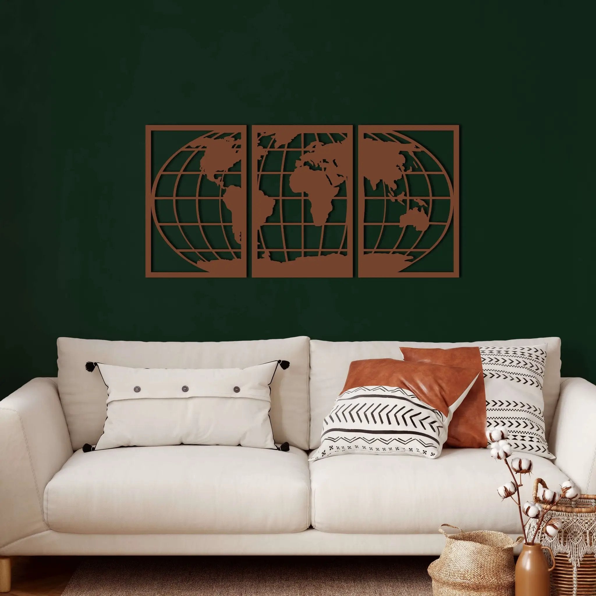 World Map Metal Wall Art