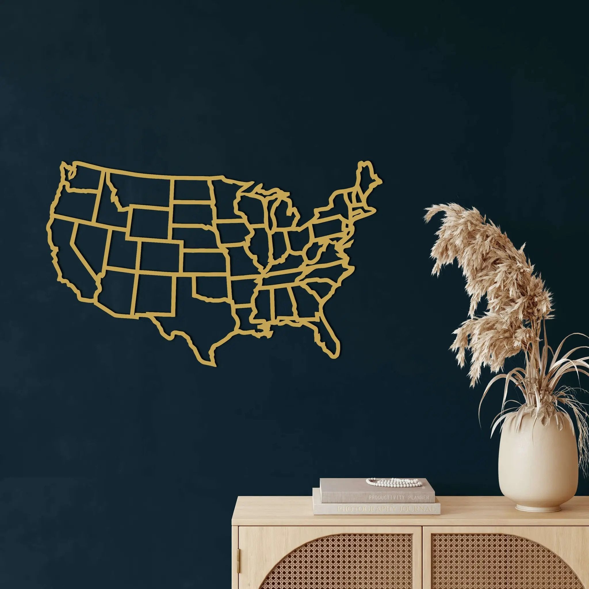 States of America Map Metal Wall Art