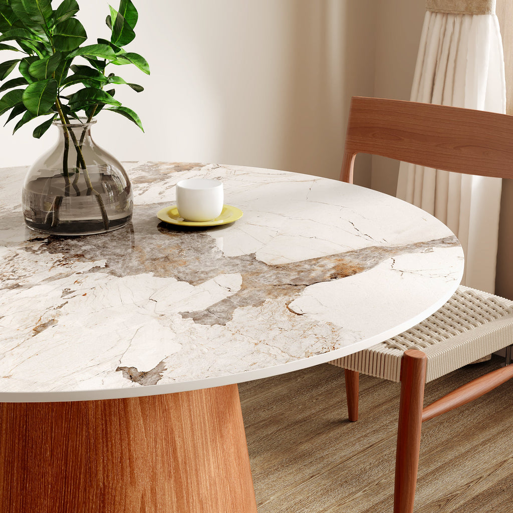Small Round Solid Wood Pedestal Dining Table Table 43' For 2-4 Person - Colorful