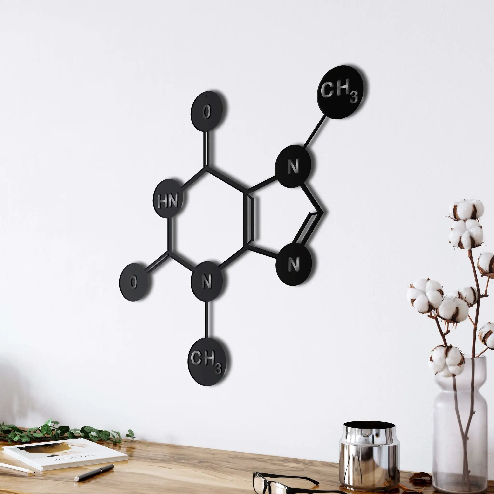 Chocolate Theobromine Molecule Metal Wall Art