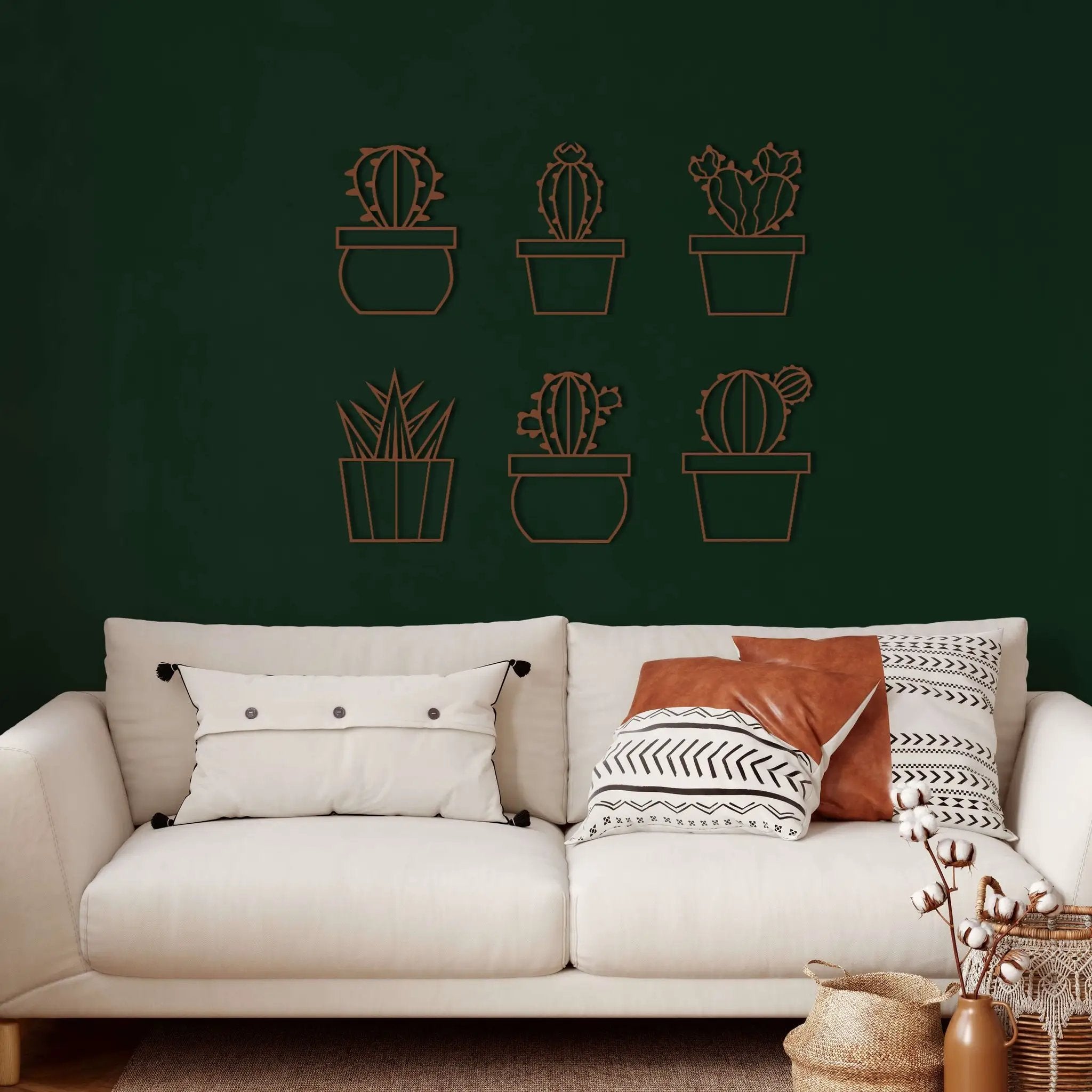 Cactus Set Metal Wall Art