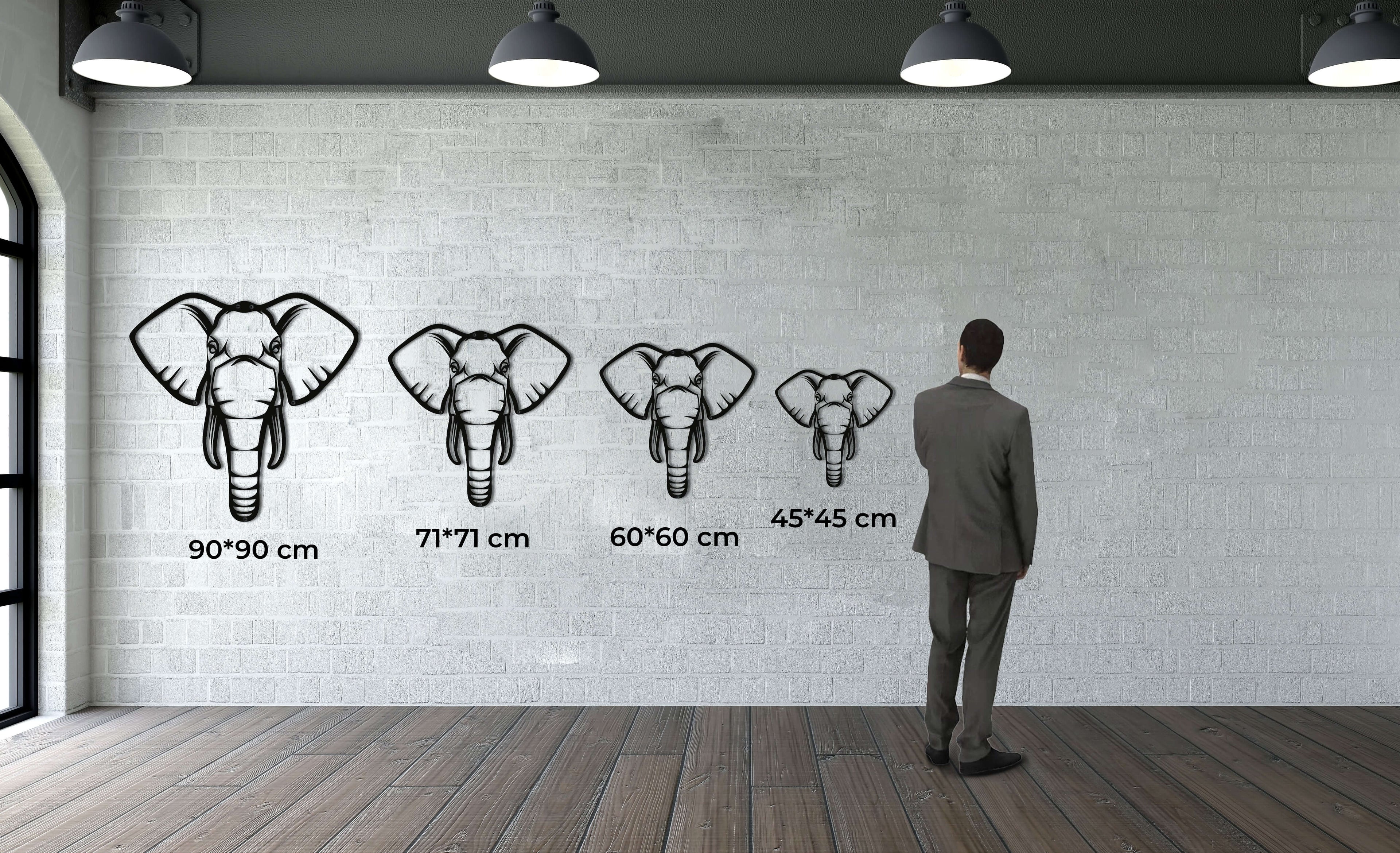 Elephant Head Metal Wall Art