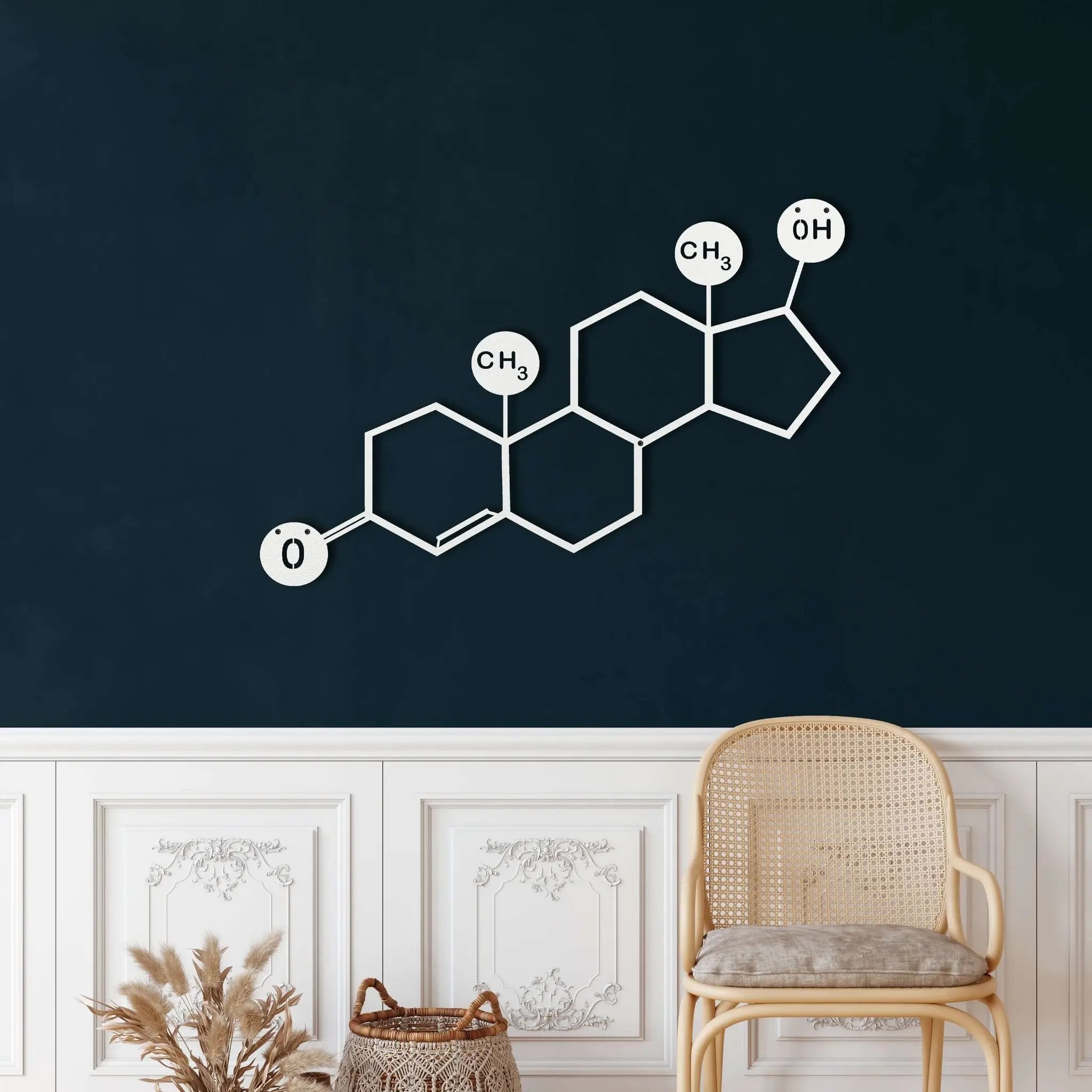 Testosterone Molecule Metal Wall Art