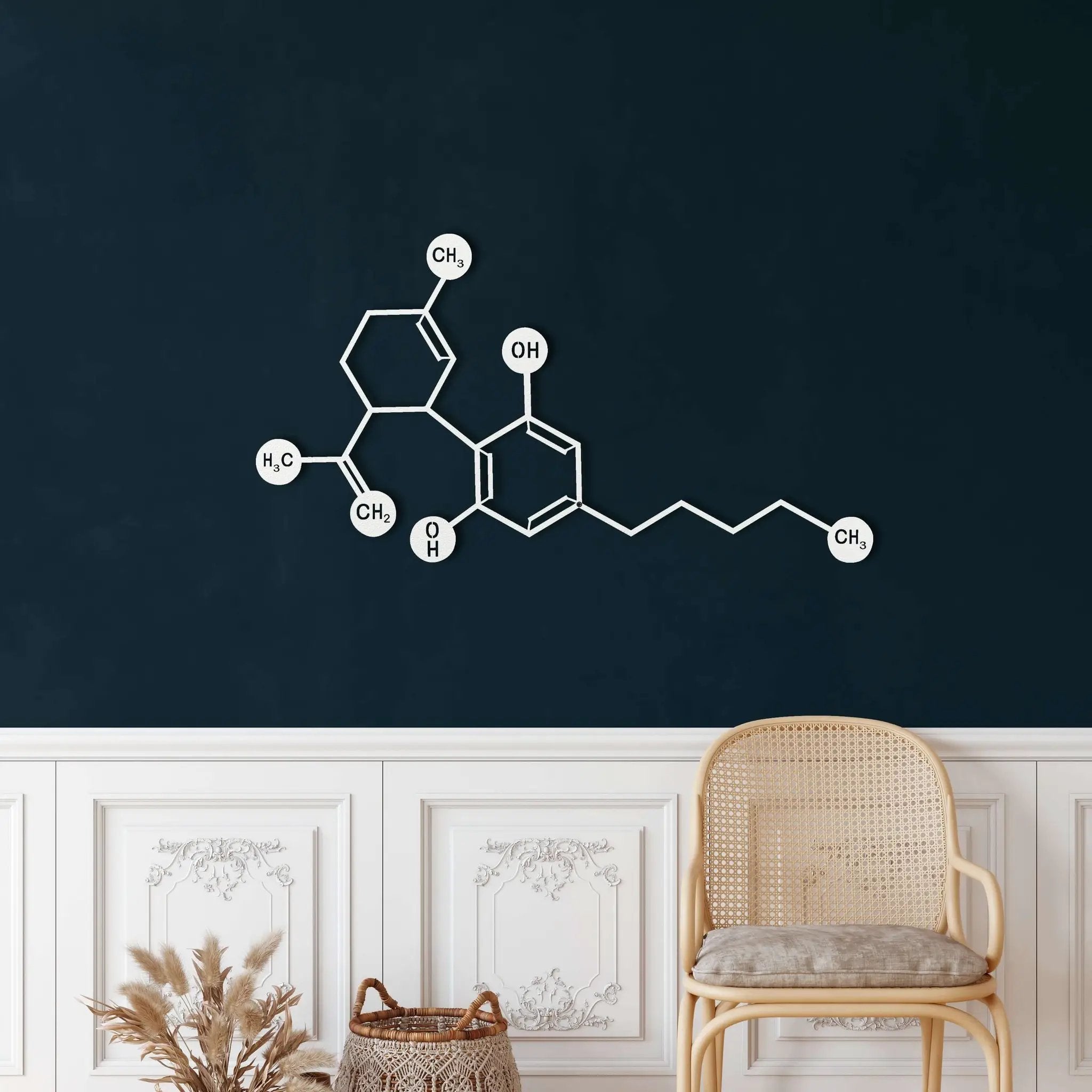 Cannabidiol CBD Molecule Metal Wall Art