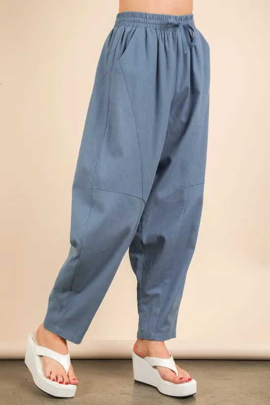 VERY J Solid Barrel Comfy Woven Pants