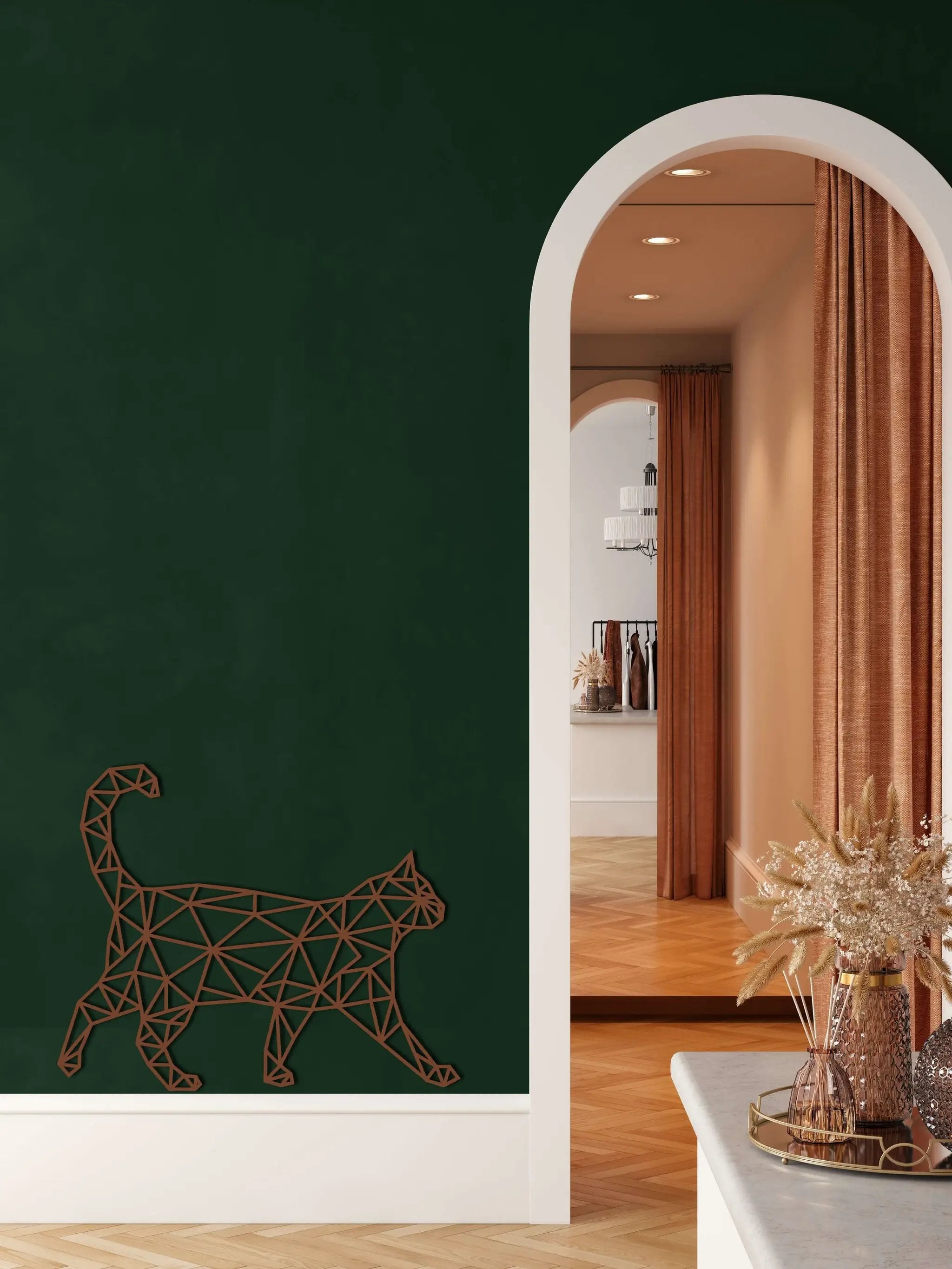 Geometric Cat Metal Wall Art
