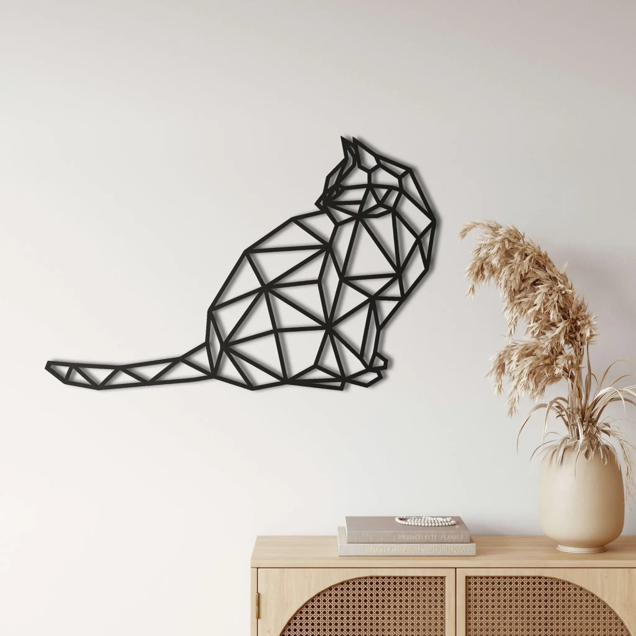 Geometric Cat Metal Wall Art