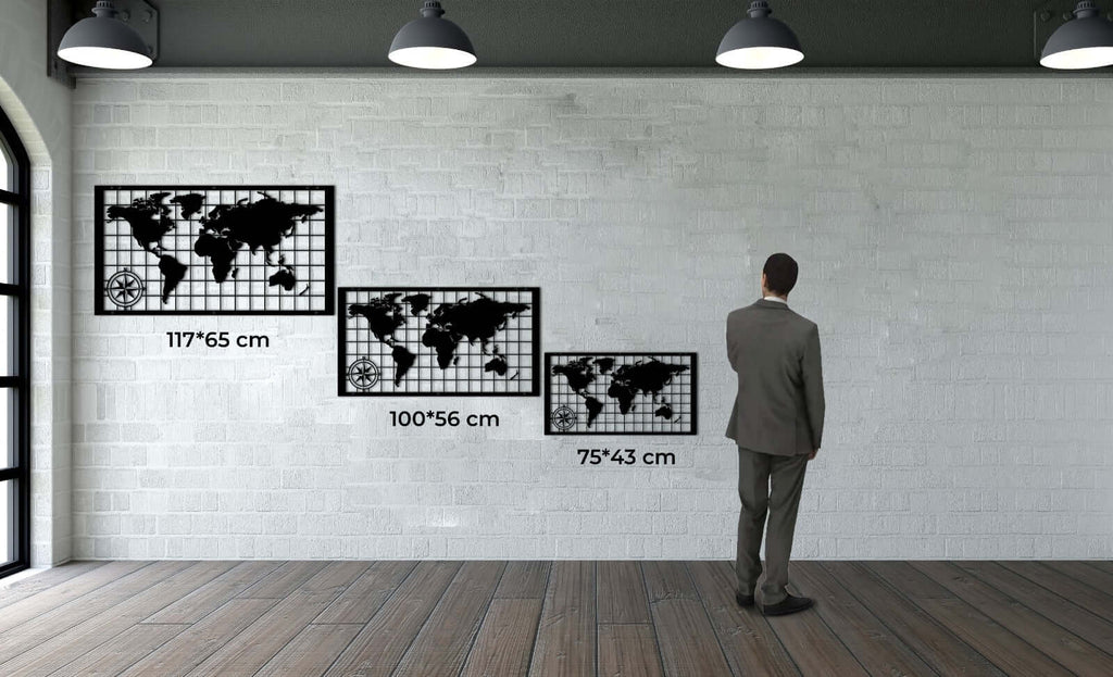 World Map Metal Wall Art