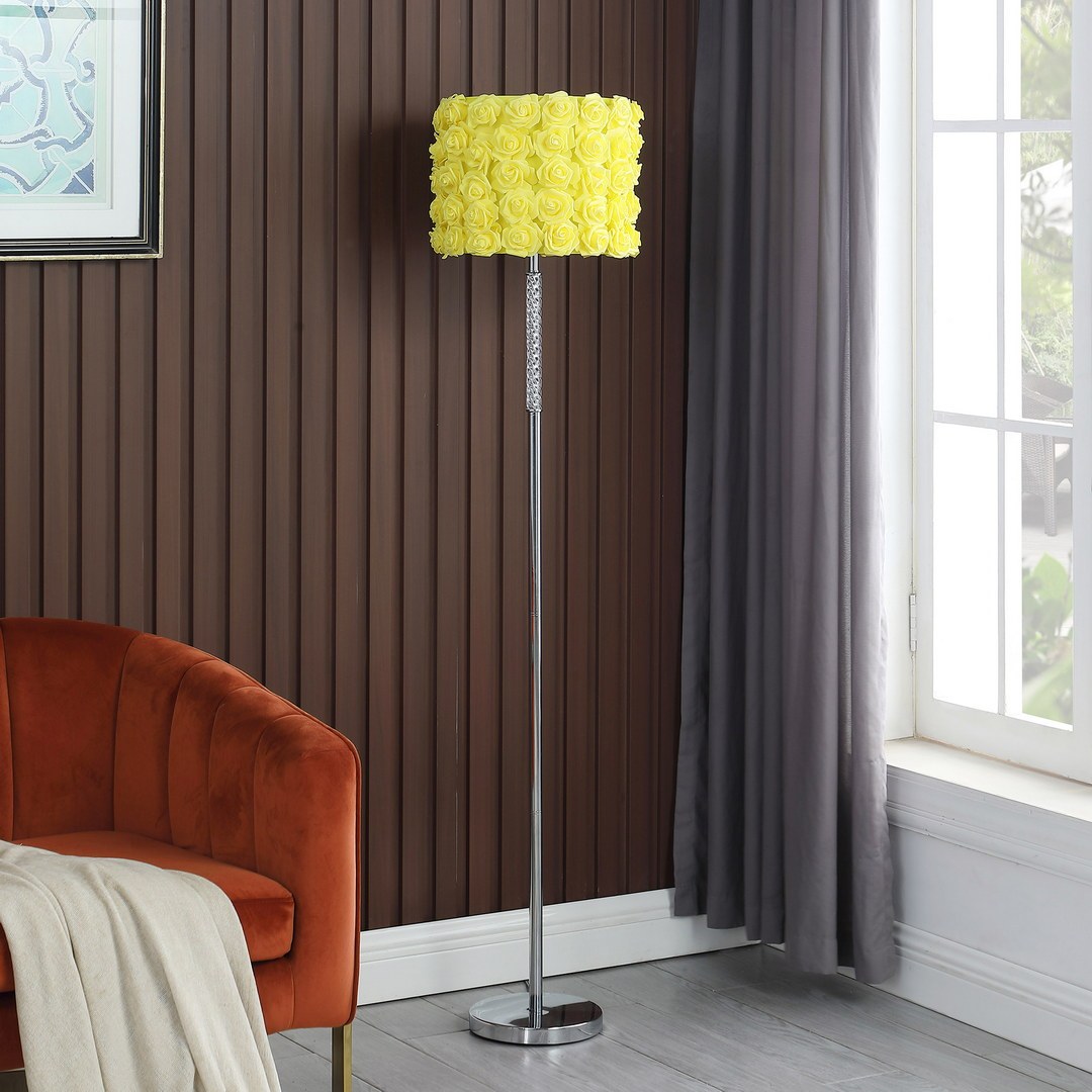 63'In Yellow Roses In Bloom Acrylic/Metal Floor Lamp