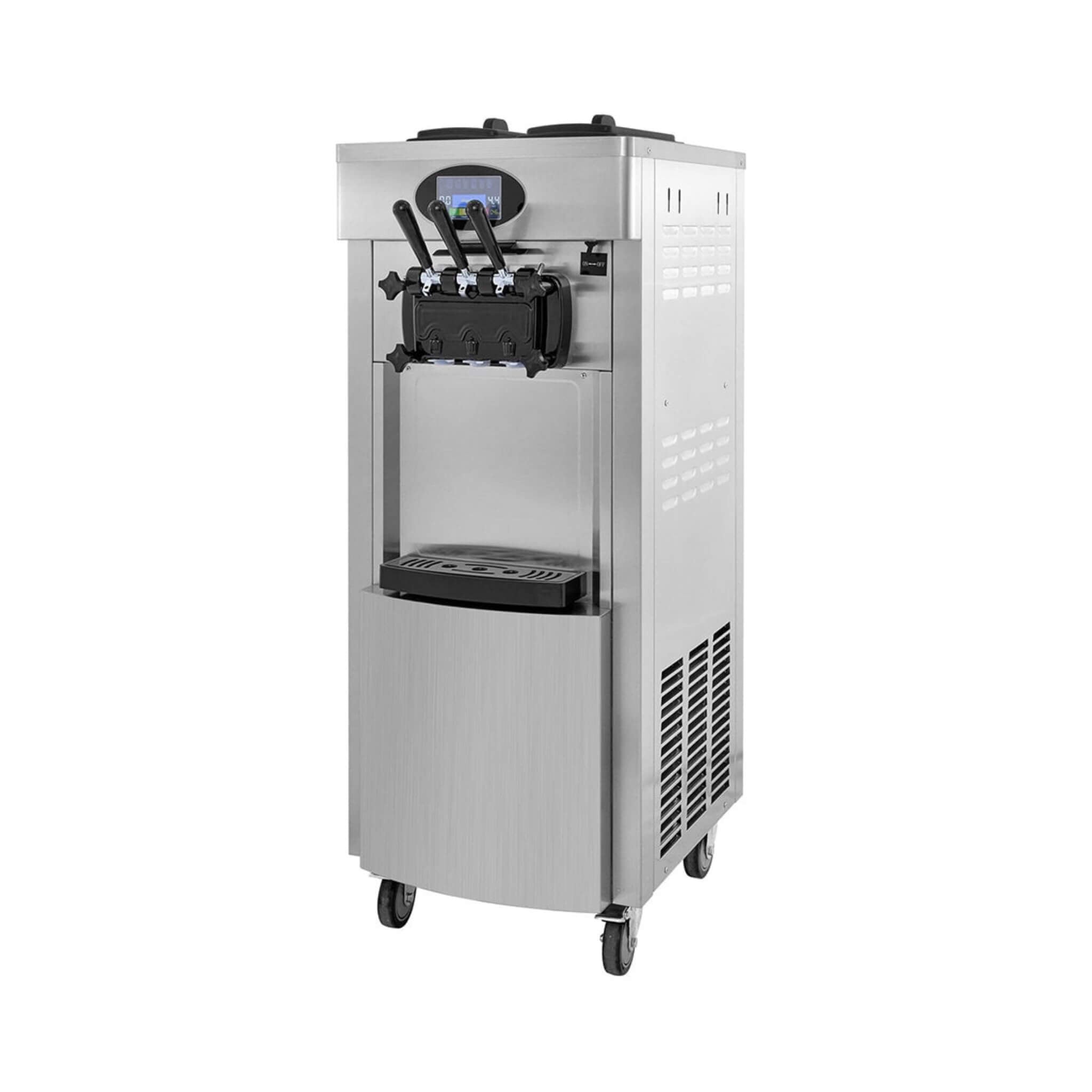 53" Freestanding 3-Flavors Commercial Soft Serve Yogurt Ice Cream Machine Maker With Auto Clean (SAK74031)