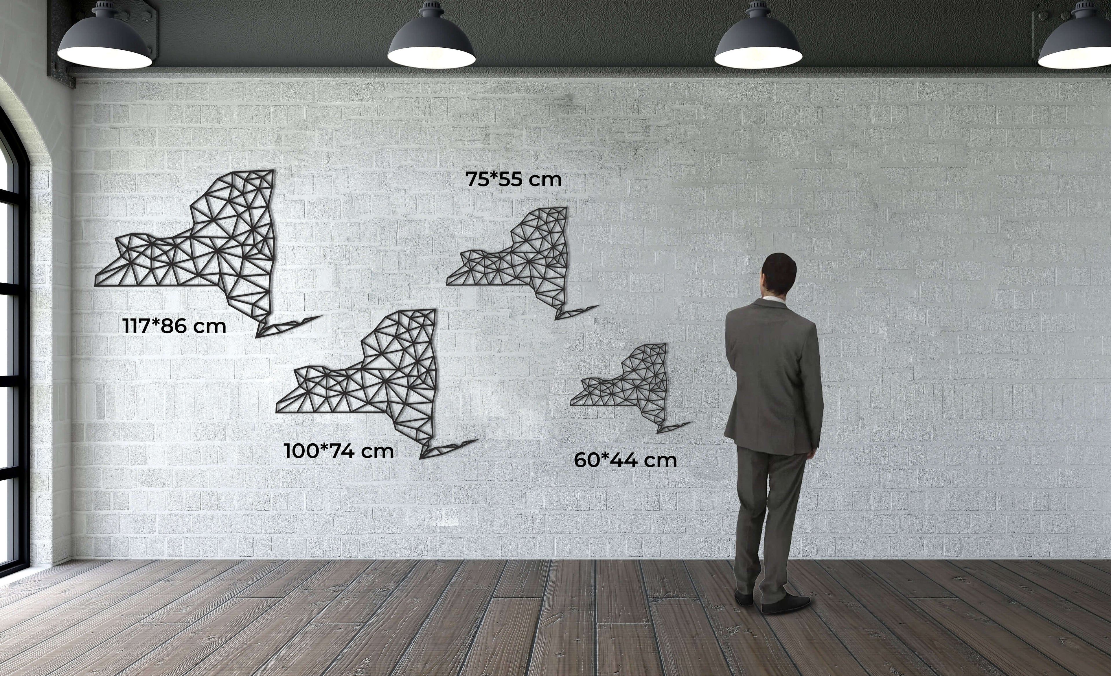 New York Map Metal Wall Art