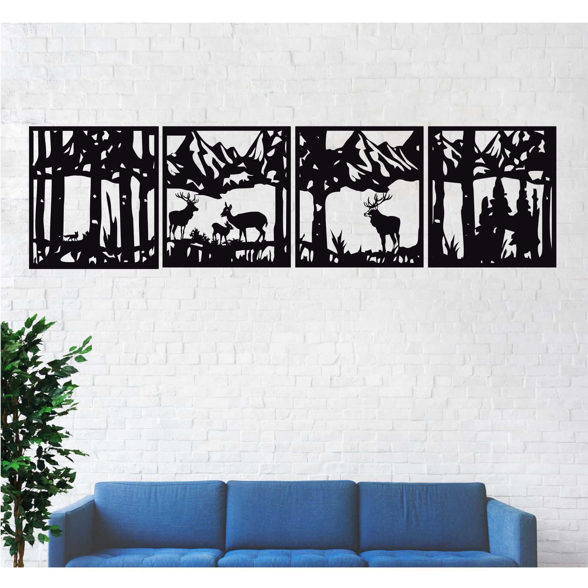 Deer Family Metal Wall Art