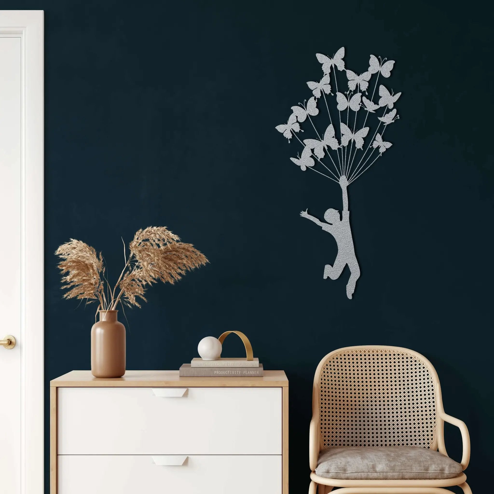 Flying with Butterflies Metal Wall Art
