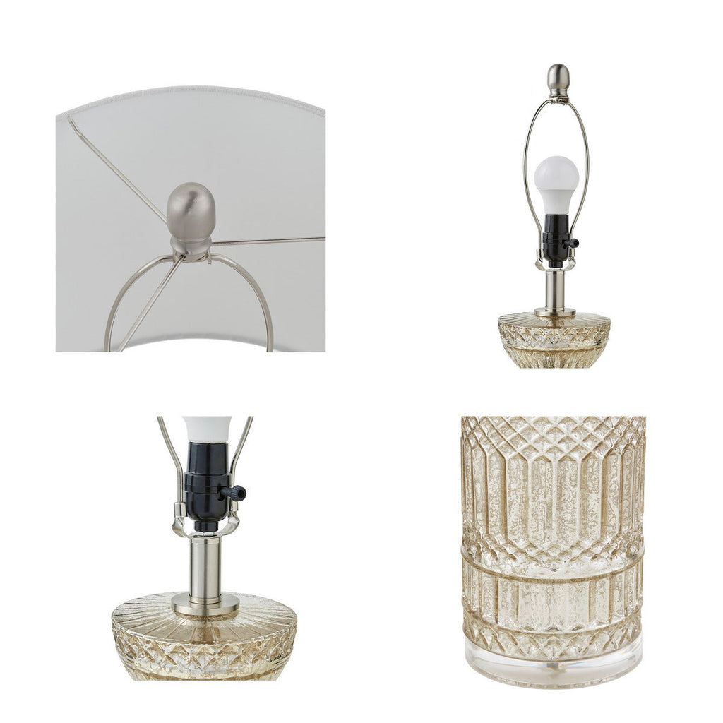 Textured Glass and Acrylic Base Table Lamp Antique Silver See below