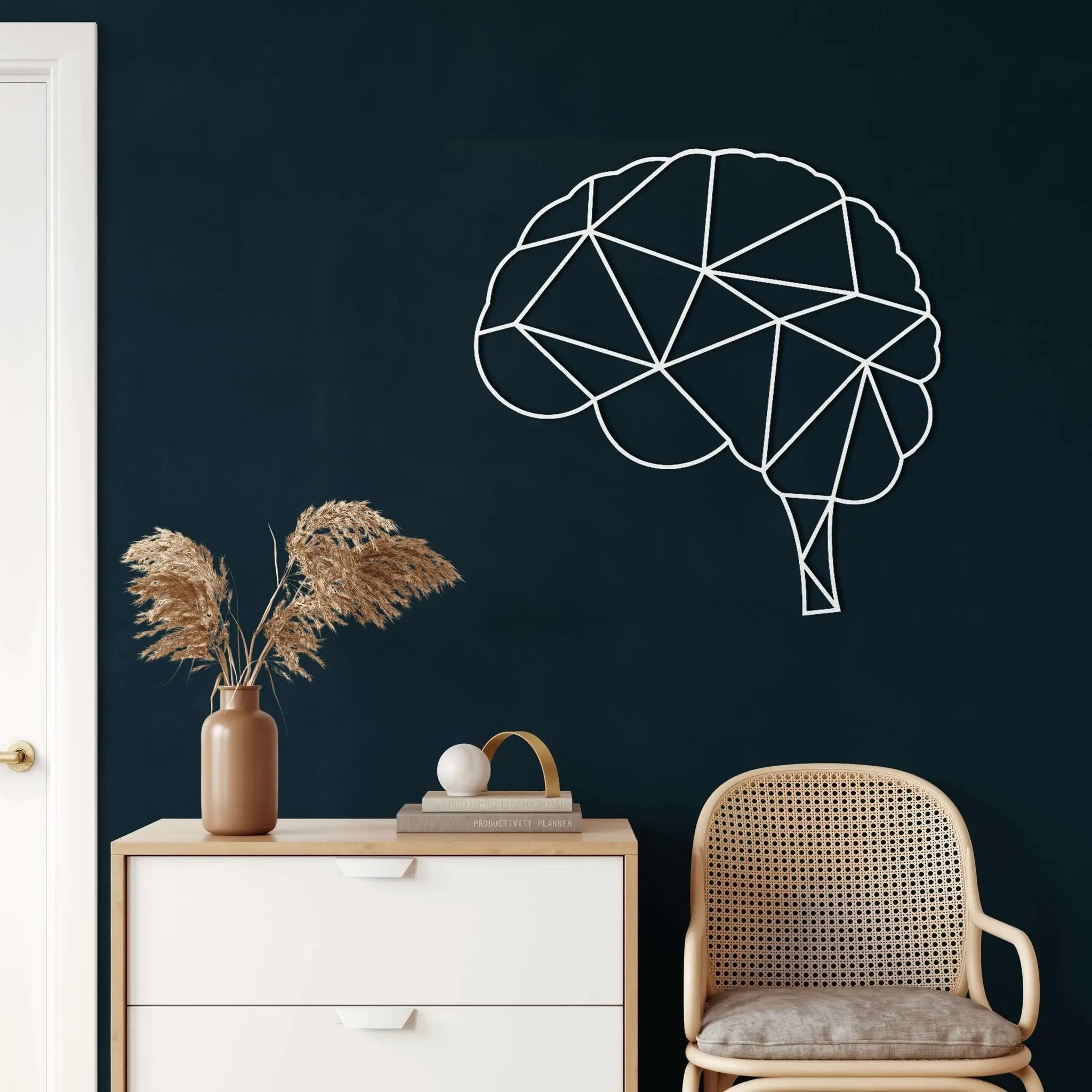 Geometric Brain Metal Wall Art