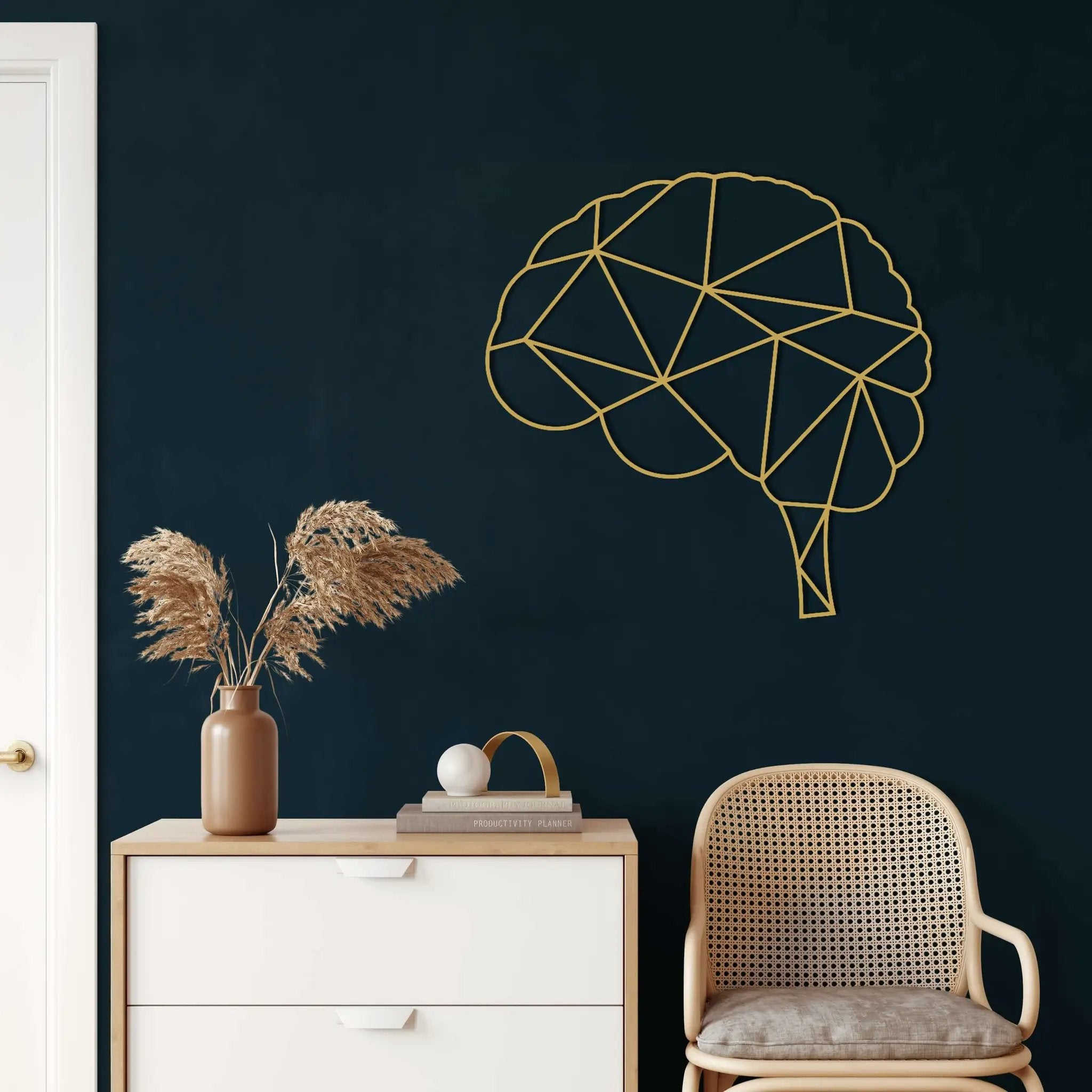 Geometric Brain Metal Wall Art