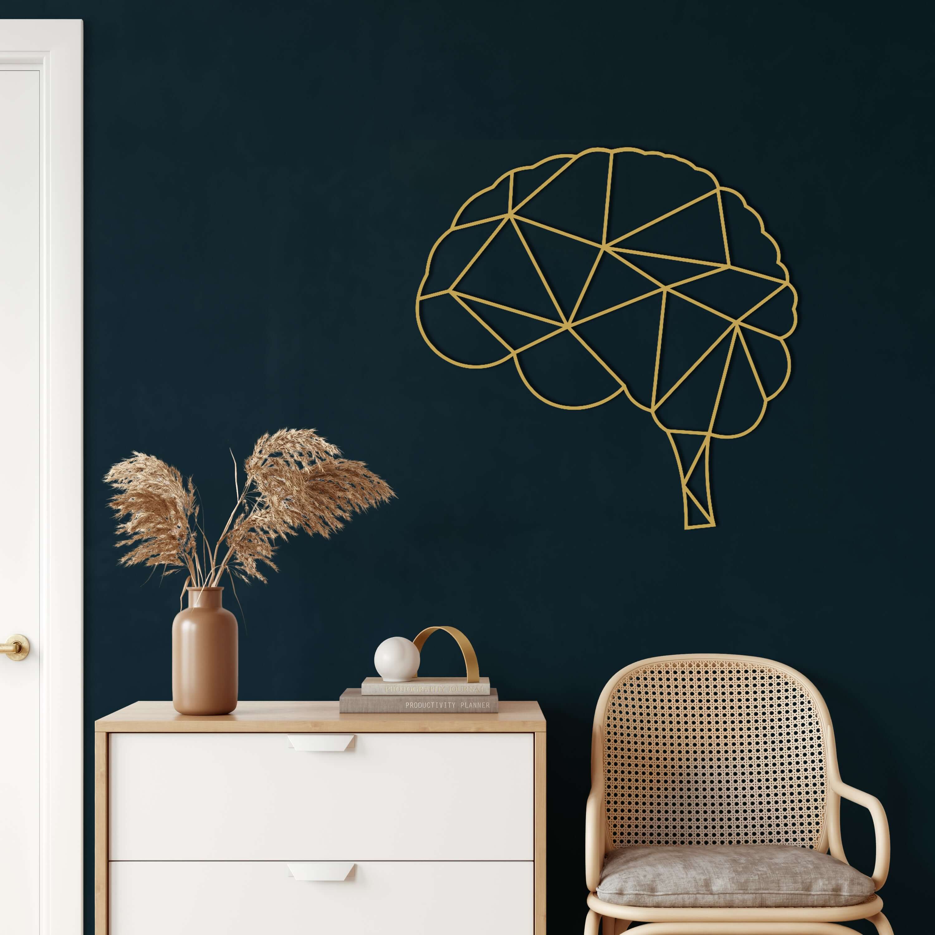 Geometric Brain Metal Wall Art