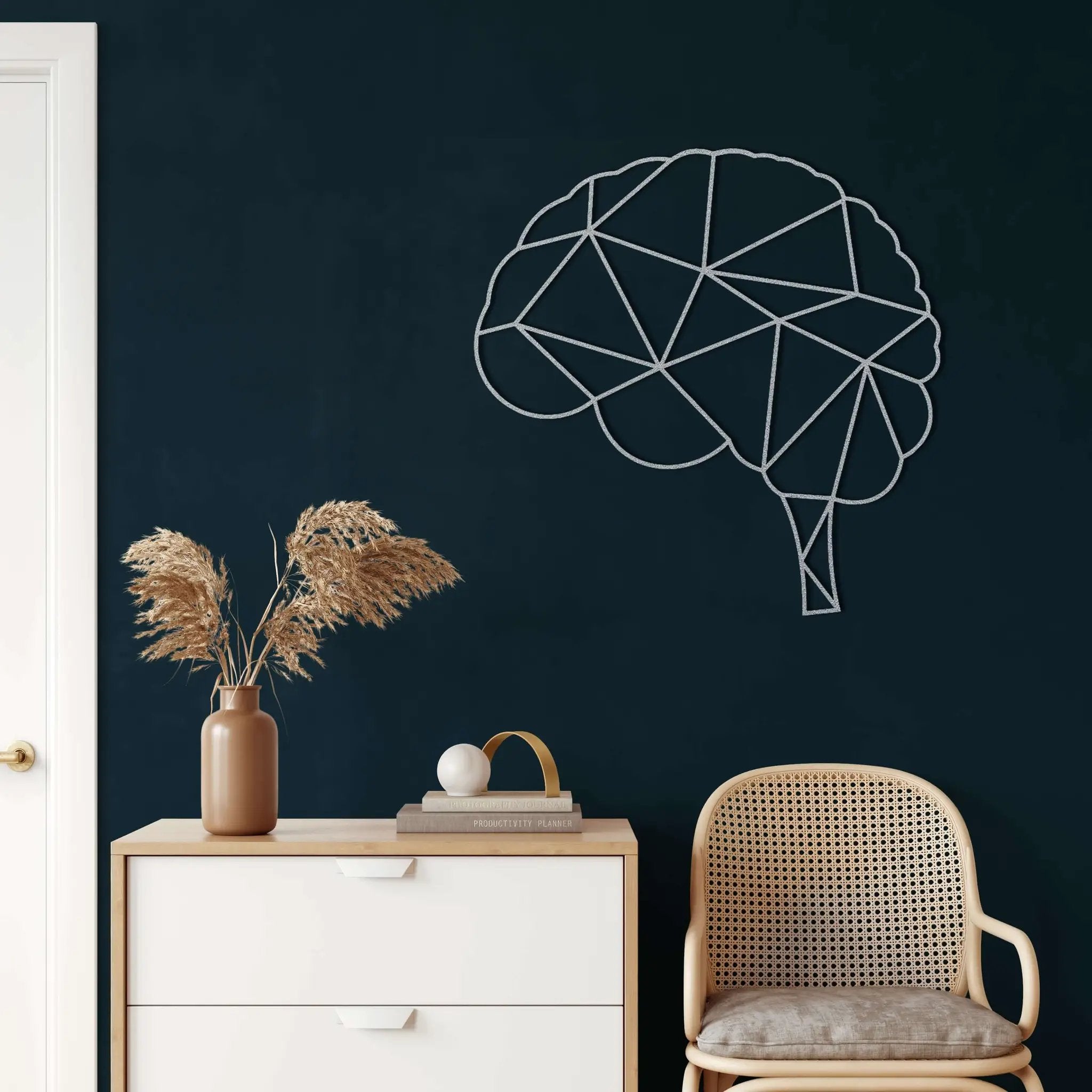 Geometric Brain Metal Wall Art