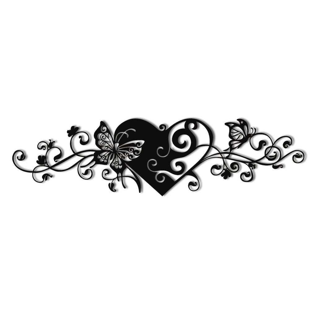 Heart and Butterfly Metal Wall Art